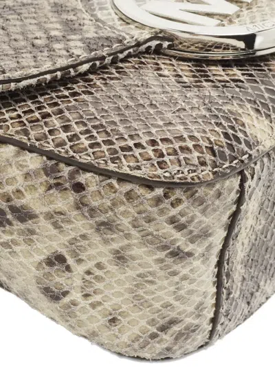 Pre-owned Michael Michael Kors 2000s Snakeskin Crossbody Bag In Gray