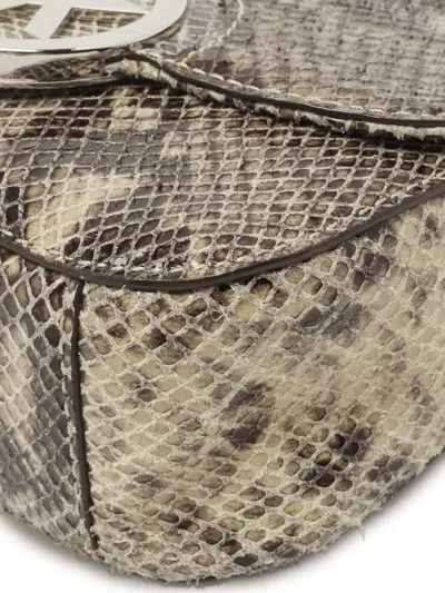 Pre-owned Michael Michael Kors 2000s Snakeskin Crossbody Bag In Gray