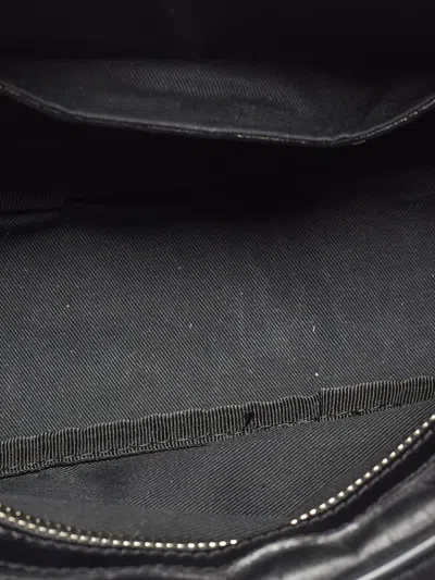 Pre-owned Gianfranco Ferre Crocodile-embossed Leather Pouch In Black