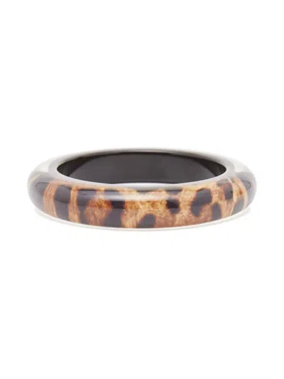 Pre-owned Dolce & Gabbana Leopard-print Bangle Bracelet In Brown