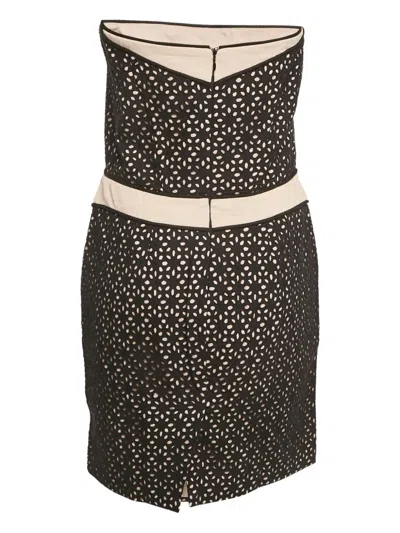 Pre-owned Maje Embroidered Strapless Dress In Black