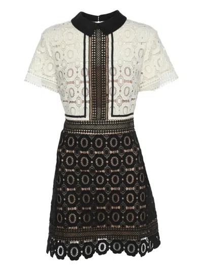 Pre-owned Self-portrait Peter Pan Collar Mini Dress In White