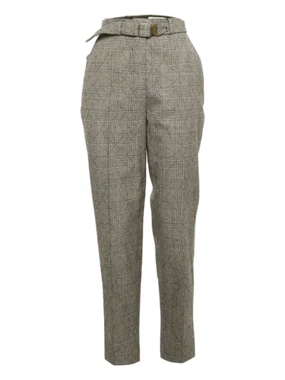 Pre-owned Saint Laurent Plaid Belted Trousers In Gray