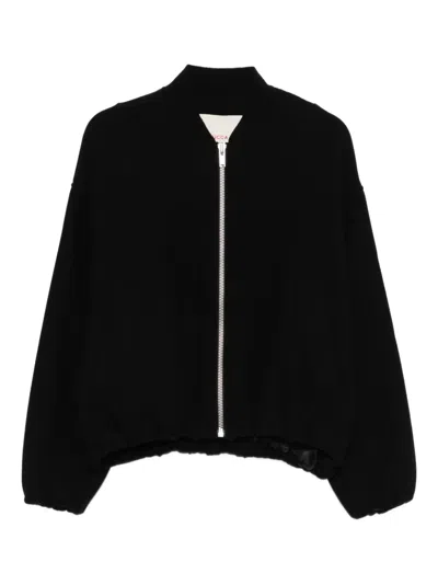 Jucca Zip Wool Bomber Jacket In Black