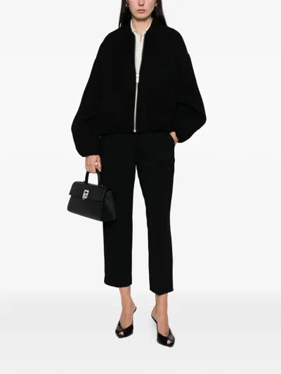 Jucca Zip Wool Bomber Jacket In Black