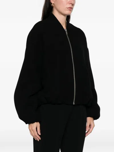 Jucca Zip Wool Bomber Jacket In Black
