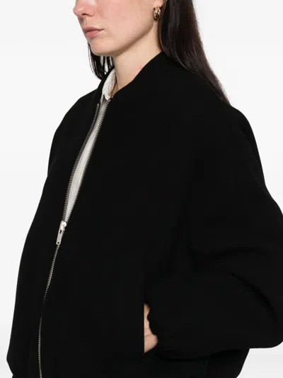 Jucca Zip Wool Bomber Jacket In Black