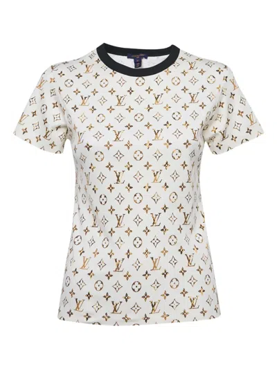 Pre-owned Louis Vuitton Monogram-print T-shirt In White