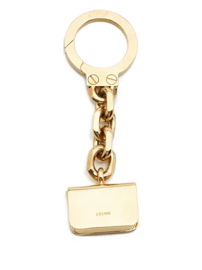 Pre-owned Celine 2020s Triomphe Metal Keyring In Gold