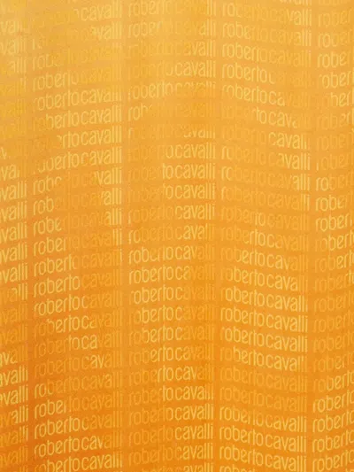 Pre-owned Roberto Cavalli Logo-print Silk Scarf In Yellow