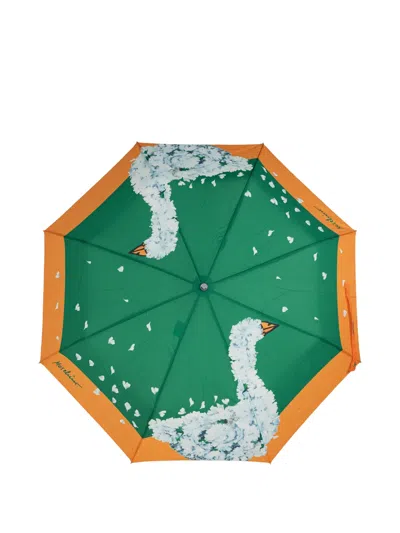 Moschino Goose-print Umbrella In Green
