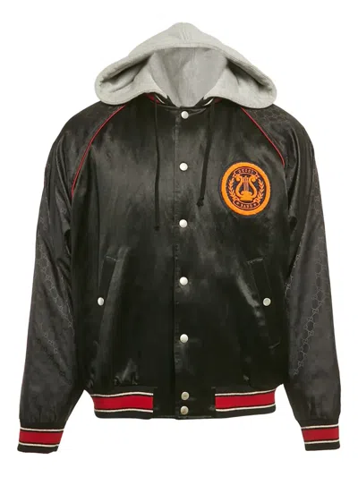 Pre-owned Gucci Gg-motif Hooded Jacket In Black