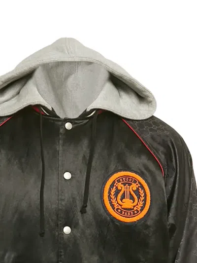 Pre-owned Gucci Gg-motif Hooded Jacket In Black