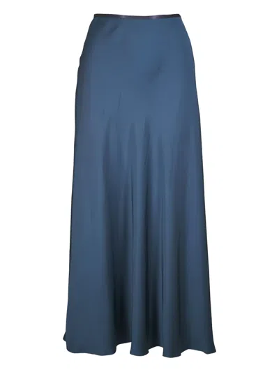 Agnona Ruffled-hem Midi Skirt In Blue