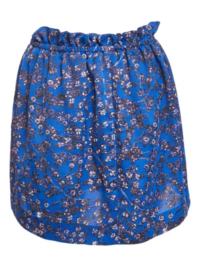 Pre-owned See By Chloé Floral-print Ruffled Skirt In Blue