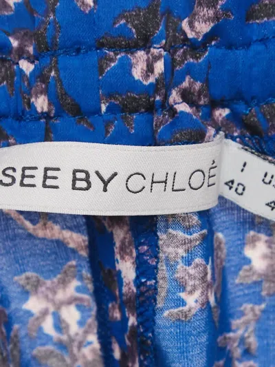 Pre-owned See By Chloé Floral-print Ruffled Skirt In Blue