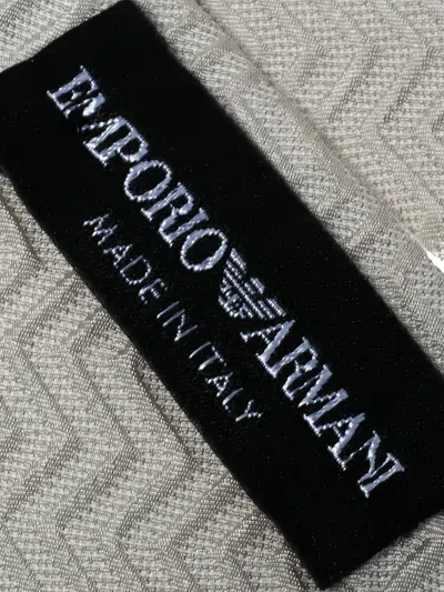 Pre-owned Emporio Armani Zig-zag Pattern Tie In White