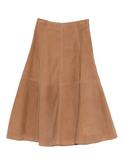 Simkhai Panelling Suede Midi Skirt In Brown