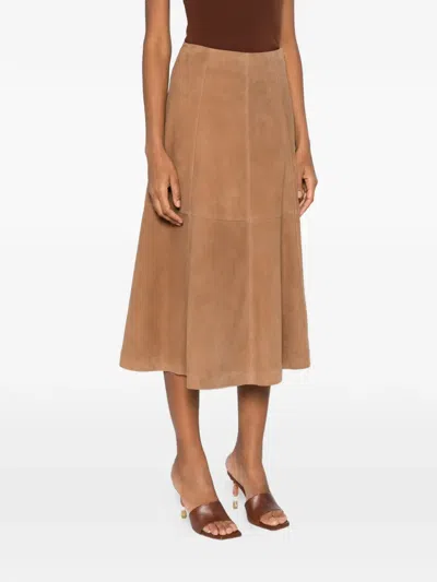 Simkhai Panelling Suede Midi Skirt In Brown