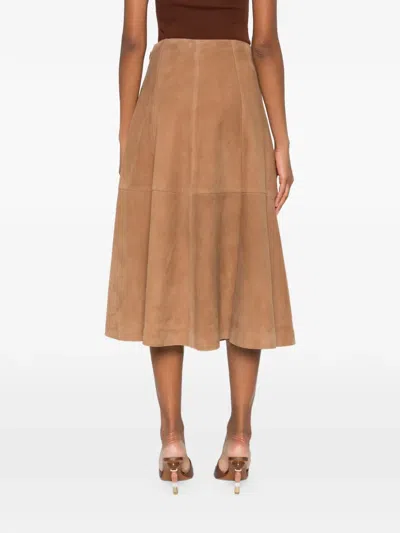 Simkhai Panelling Suede Midi Skirt In Brown