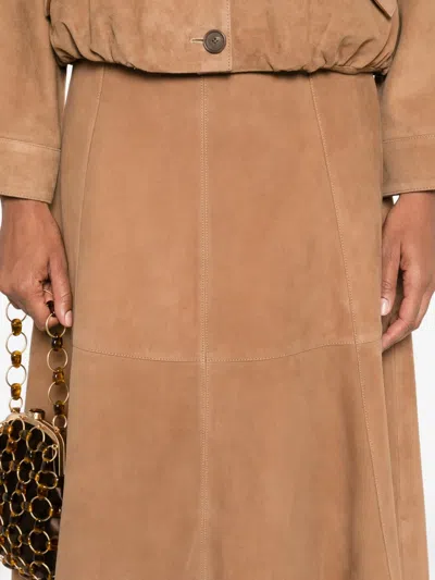 Simkhai Panelling Suede Midi Skirt In Brown