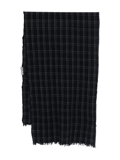 Private 0204 Plaid Fringed Scarf In Blue