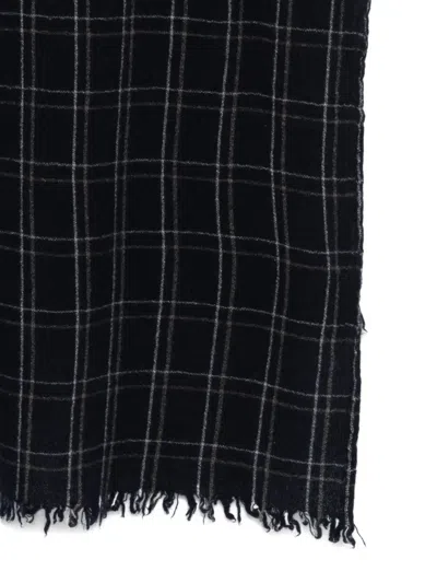 Private 0204 Plaid Fringed Scarf In Blue