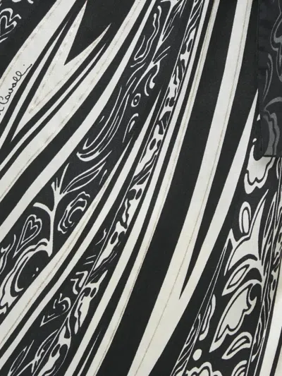 Pre-owned Just Cavalli Abstract-print One-shoulder Dress In Black