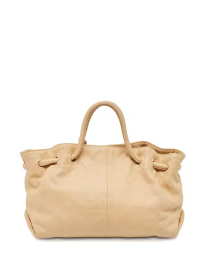 Pre-owned Furla Chevron-pattern Leather Tote Bag In Neutral