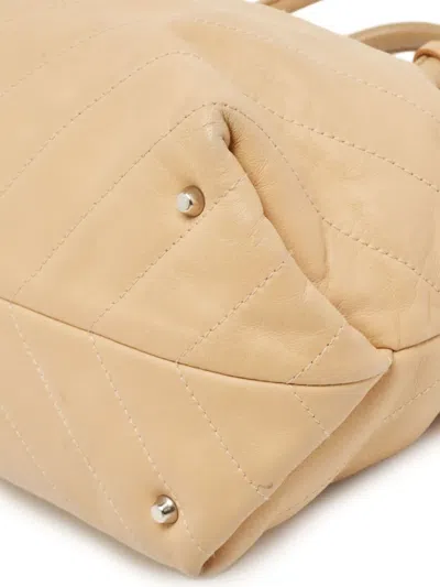 Pre-owned Furla Chevron-pattern Leather Tote Bag In Neutral