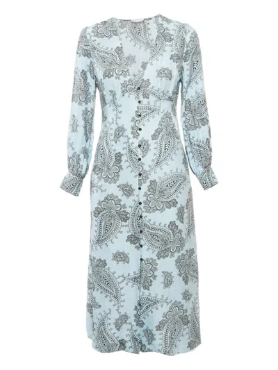 Pre-owned Sandro Paisley-print Dress In Blue