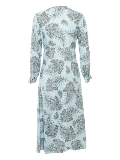 Pre-owned Sandro Paisley-print Dress In Blue