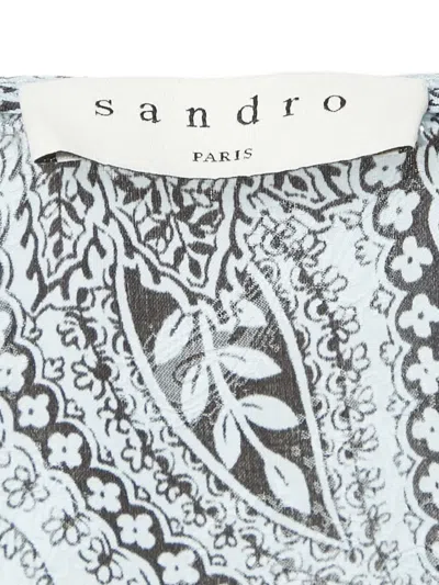 Pre-owned Sandro Paisley-print Dress In Blue