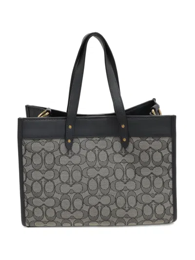 Pre-owned Coach 2020s Monogram Top-handle Tote Bag In Blue