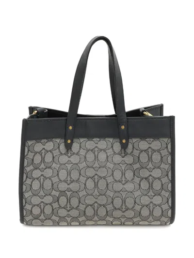 Pre-owned Coach 2020s Monogram Top-handle Tote Bag In Blue