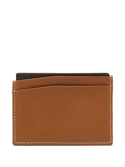 Pre-owned Carolina Herrera Logo-embossed Leather Cardholder In Brown