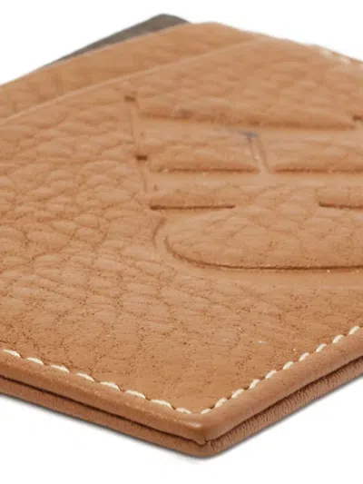 Pre-owned Carolina Herrera Logo-embossed Leather Cardholder In Brown
