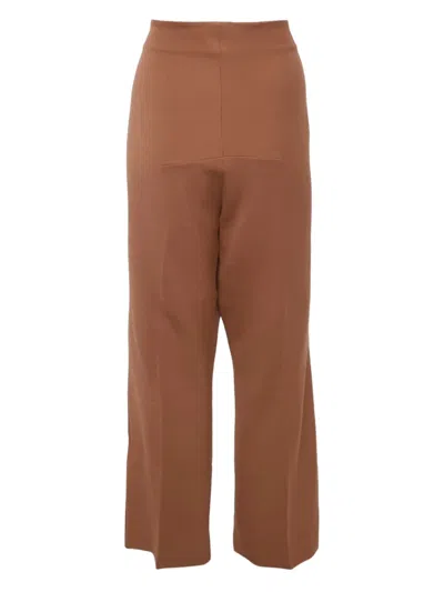 Pre-owned Roland Mouret Crepe Trousers In Brown