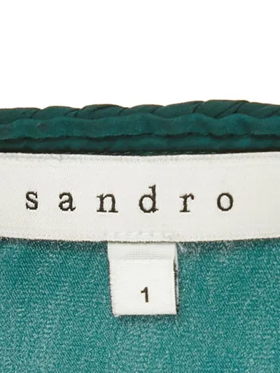 Pre-owned Sandro Braided-tie Satin Midi Dress In Green