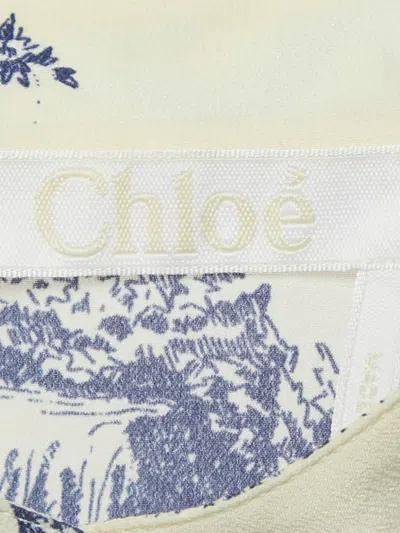 Pre-owned Chloé Romantic-print Silk Mini Dress In White