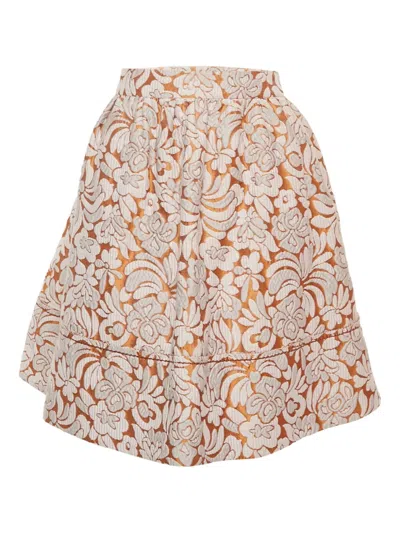 Pre-owned Prada Jacquard Mini Skirt In Brown
