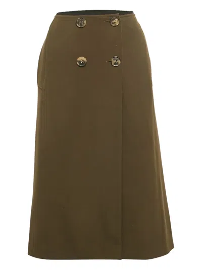 Pre-owned Dries Van Noten Button-detail Midi Skirt In Green
