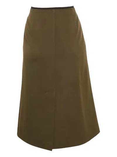 Pre-owned Dries Van Noten Button-detail Midi Skirt In Green