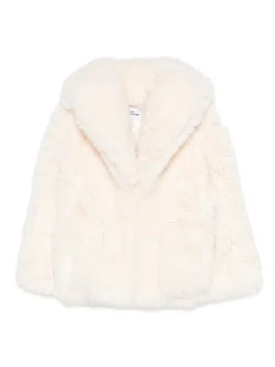 Self-portrait Wide-lapel Faux-fur Coat In White
