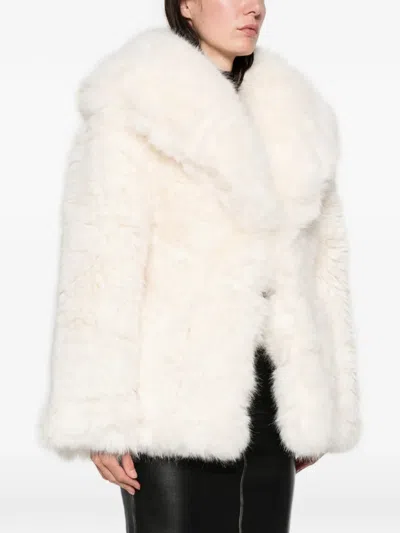 Self-portrait Wide-lapel Faux-fur Coat In White