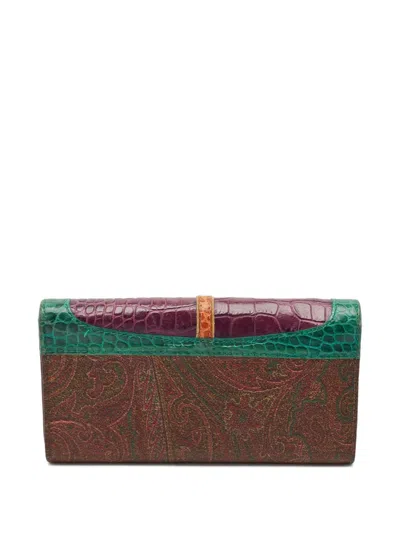 Pre-owned Etro 1990s Paisley Crocodile-embossed Wallet In Red