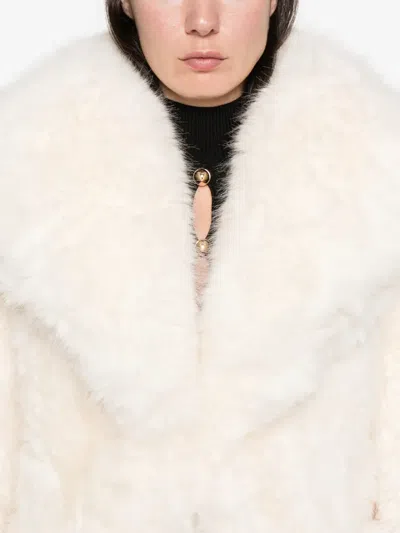 Self-portrait Wide-lapel Faux-fur Coat In White