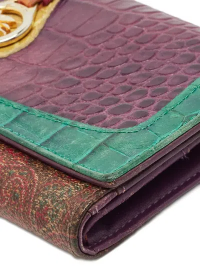 Pre-owned Etro 1990s Paisley Crocodile-embossed Wallet In Red