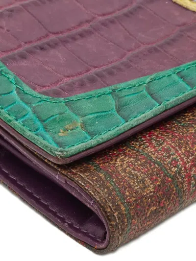 Pre-owned Etro 1990s Paisley Crocodile-embossed Wallet In Red