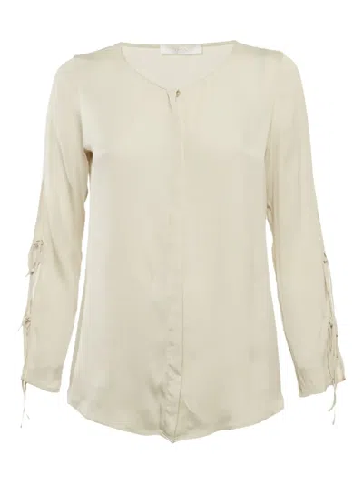 Pre-owned Hugo Boss Crepe Button-down Blouse In White